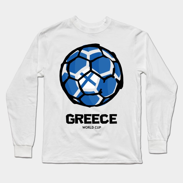 Greece Football Country Flag Long Sleeve T-Shirt by KewaleeTee